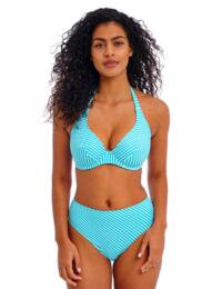 Freya Jewel Cove High Waisted Bikini Brief Stripe Turquoise