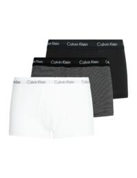 Calvin Klein Mens Cotton Stretch Three Pack Trunks White/B&W Stripe/Black 