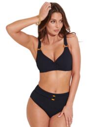 Pour Moi Cali Ribbed Texture High-Waist Belted Control Brief Black 
