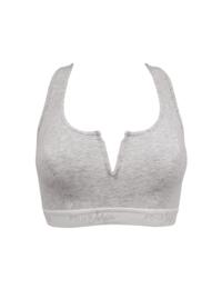 Pour Moi Love to Lounge Logo Cotton Non-Wired Crop Top Grey Marl 