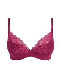  Wacoal Lace Perfection Plunge Push Up Bra Red Plum