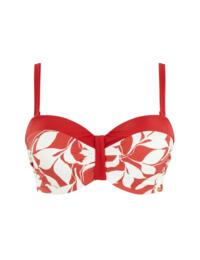 Panache Oasis Moulded Bandeau Bikini Top Botanical Red