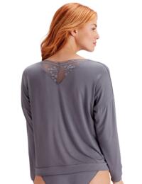 Pretty Polly Botanical Lace Loungewear Slouchy Bat Wing Top Nightshade