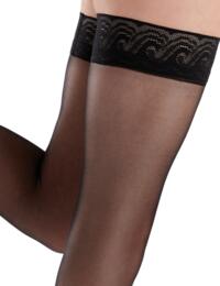 Pretty Polly Nylons 10D Gloss Lace Top Hold Ups Black