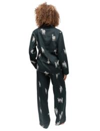Cyberjammies Blake Wide Leg Pyjama Bottoms Dark Green Zebra Print