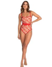 Pour Moi Casablanca Removable Straps Belted Tummy Control Swimsuit Orange 