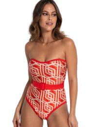 Pour Moi Casablanca Removable Straps Belted Tummy Control Swimsuit Orange 