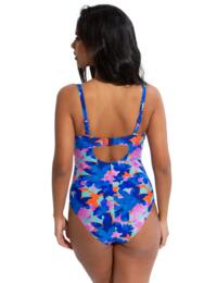 Pour Moi Heatwave Lightly Padded Underwired Control Swimsuit Aqua Floral 