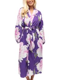 Cyberjammies Valentina Long Dressing Gown Purple Floral Print