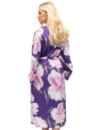Cyberjammies Valentina Long Dressing Gown Purple Floral Print