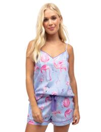 Cyberjammies Zoey Pyjama Shorts Blue Flamingo Print