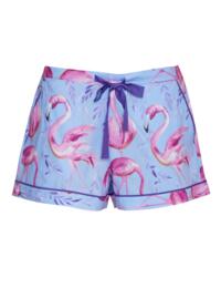 Cyberjammies Zoey Pyjama Shorts Blue Flamingo Print