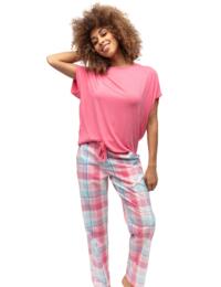 Cyberjammies Shelly Pyjama Top Pink Check 