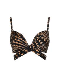 Pour Moi Portofino Underwired Lightly Padded Tie Wrap Bikini Top Black/Gold