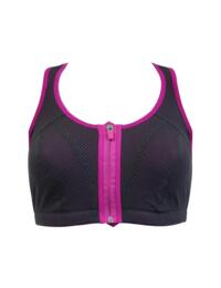  Pour Moi Energy Elevate Zip Front Sports Bra Grey/Orchid