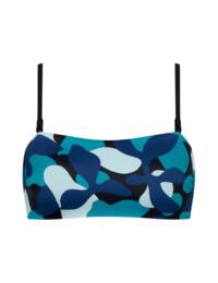 Shore Flower Horn Strapless Bikini Swim Top Blue/Dark Combination