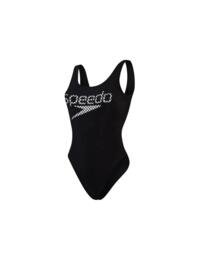 Speedo Logo Deep U-back One-piece Swimsuit Black/White
