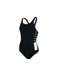 Speedo Boom Logo Splice Muscleback Swimsuit Black/White