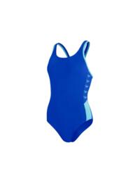 Speedo Boom Logo Splice Muscleback Swimsuit Blue/Blue