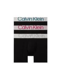 Calvin Klein Mens Steel Cotton Boxer Brief 3 Pack Black/Multi 
