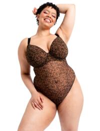 Curvy Kate Cool Cat Plunge Body Leopard Brown