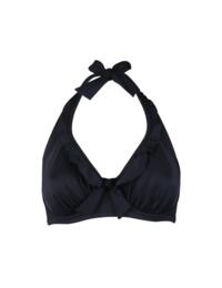 Pour Moi Splash Frill Halter Underwired Bikini Top in Black