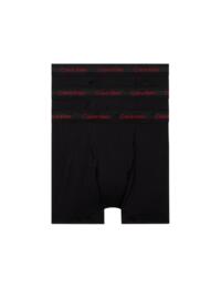 Calvin Klein 3 Pack Boxer Briefs Black/ Pompian Red Logo
