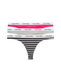 Calvin Klein Carousel Thong 3 Pack Pink/Grey/Rainer Stripe Silver