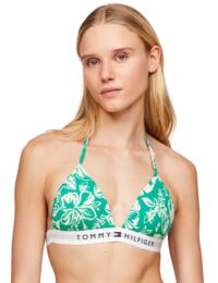 Tommy Hilfiger TH Original Triangle Fixed Foam Bikini Top Vintage Tropical Olympic Green