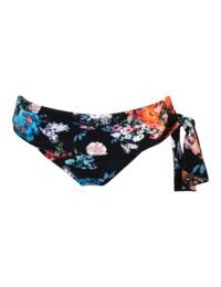 Pour Moi Lisbon Fold Over Tie Bikini Brief  Black Floral