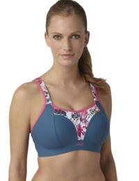 Panache Non Wired Sports Bra Grey Floral - Belle Lingerie