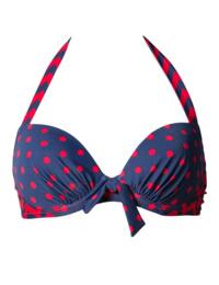 7200 Pour Moi Key West Padded Halter Bikini Top - 7200 Red/Navy