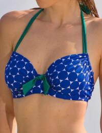25002 Pour Moi Spot On Halterneck Bikini Top - 25002 Blue Multi Print