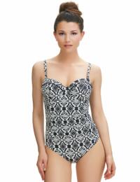6351 Fantasie Beqa Bandeau Control Swimsuit - 6351 Black/Cream